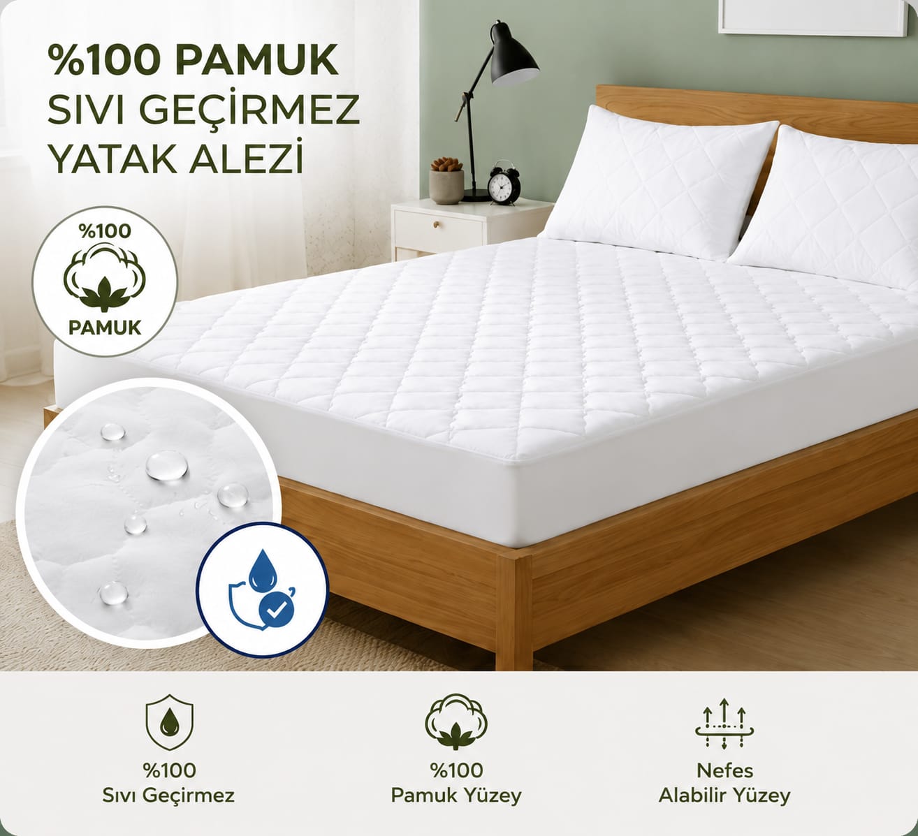 0 Pamuk Koruyucu Yatak Alezi