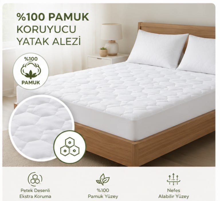 0 Pamuk Sıvı Geçirmez Yatak Alezleri