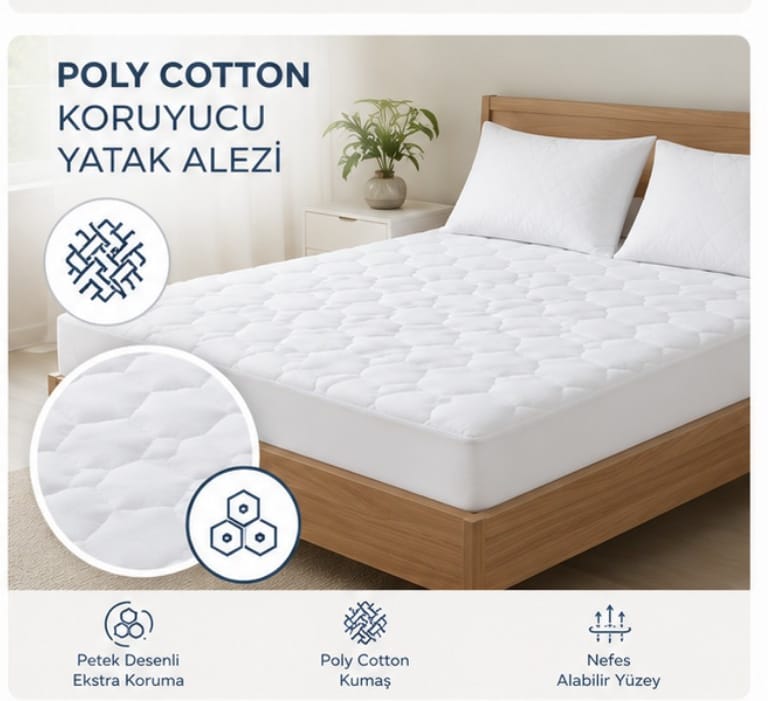 Poly Cotton Koruyucu Yatak Alezi
